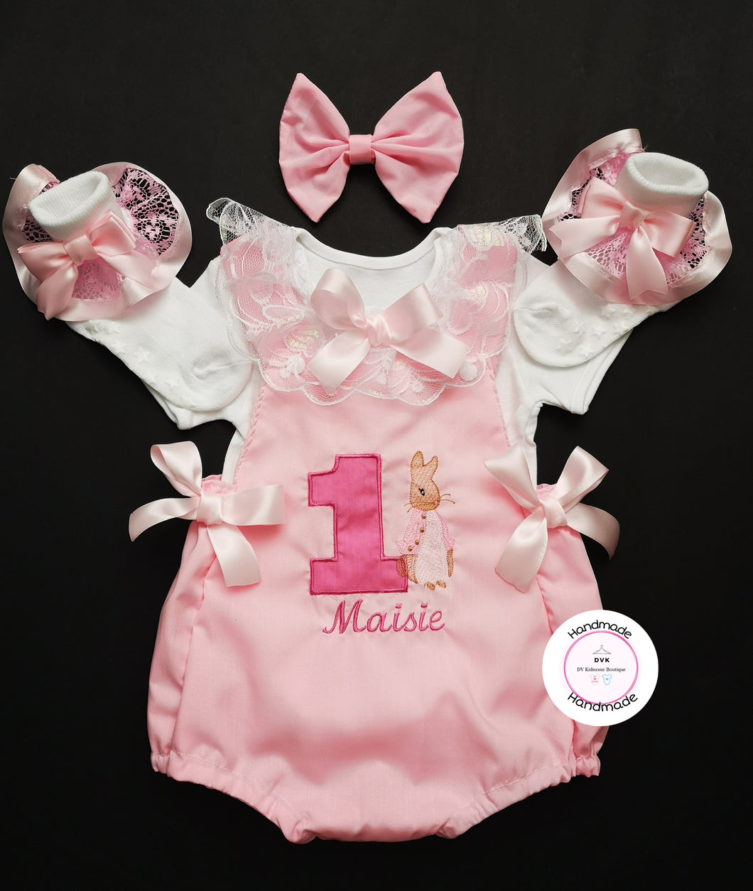 Flopsy Bunny Birthday Romper Outfit 0m - 24 months