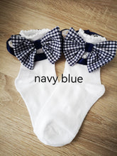 Load image into Gallery viewer, Gingham Lace Ankle Bow Sock 0m - 13 years