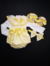Load image into Gallery viewer, Plain Pinafore Bloomer 4 piece Outfit Newborn -24 months