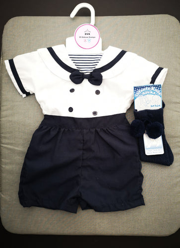 Navy Baby Sailor Outfit 0m-9 months READY TO POST