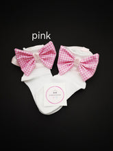 Load image into Gallery viewer, Gingham Lace Ankle Bow Sock 0m - 13 years