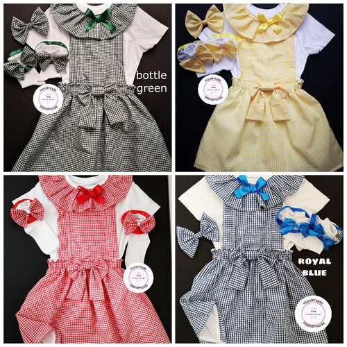 Gingham Pinafore Square Dress Whole Outfit 0m - 10 years