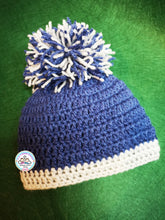 Load image into Gallery viewer, Blue Pompom Hats 0m - 5 years