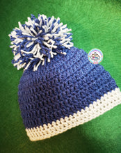 Load image into Gallery viewer, Blue Pompom Hats 0m - 5 years