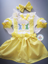 Load image into Gallery viewer, Gingham Three Bunnies Dress Outfit Newborn - 10 years