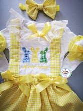 Load image into Gallery viewer, Gingham Three Bunnies Dress Outfit Newborn - 10 years