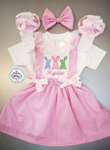 Load image into Gallery viewer, Gingham Three Bunnies Dress Outfit Newborn - 10 years