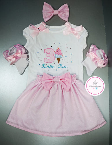 Ice Cream Birthday Whole Outfit Newborn -5 years