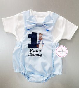 Peter Bunny Romper Birthday Outfit 0m -24 months