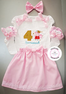 Peppa Skirt Birthday Whole Outfit 0m -5 years