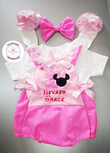 Load image into Gallery viewer, Minnie Inspired Birthday Romper Outfit 0m - 24 months