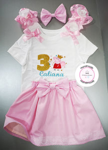 Peppa Skirt Birthday Whole Outfit 0m -5 years