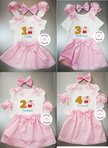 Peppa Skirt Birthday Whole Outfit 0m -5 years