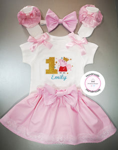 Peppa Skirt Birthday Whole Outfit 0m -5 years