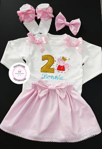 Peppa Skirt Birthday Whole Outfit 0m -5 years