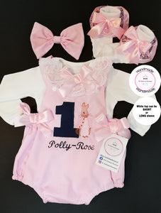 Flopsy Bunny Birthday Romper Outfit 0m - 24 months