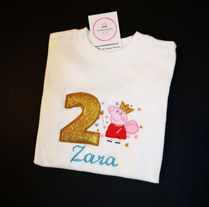 Peppa Inspired Birthday Top 0m -9 years