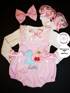 Peppa Birthday Romper Outfit 0m - 24 months