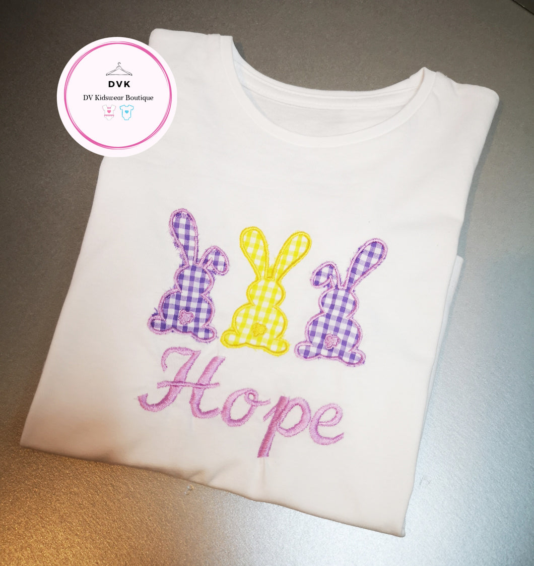 Easter Girl Three Bunnies Shirt 0m -10 years