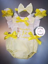 Load image into Gallery viewer, Flopsy Bunny Easter Two-Tone Romper Outfit  0m - 24 months