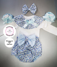 Load image into Gallery viewer, Blue Samantha Bloomer Outfit Newborn -24 months