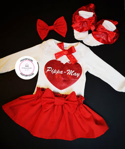 Plain Glittery Heart Whole Outfit Newborn -10 years