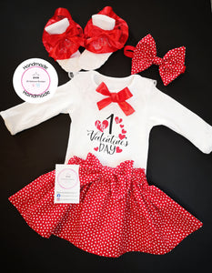 First Valentines Day Heart 100% cotton Whole Outfit 0m - 24 months