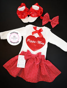 Ditsy Heart Glittery Skirt Outfit Newborn -10 years