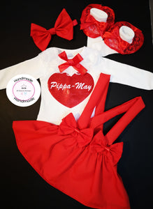 Plain Glittery Heart Whole Outfit Newborn -10 years