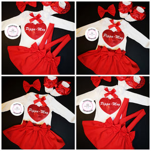 Plain Glittery Heart Whole Outfit Newborn -10 years