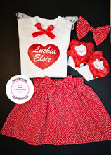 Load image into Gallery viewer, Ditsy Heart Glittery Skirt Outfit Newborn -10 years