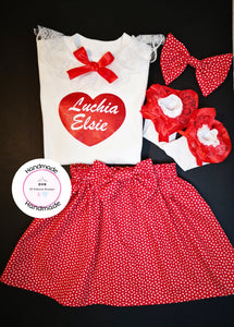 Ditsy Heart Glittery Skirt Outfit Newborn -10 years