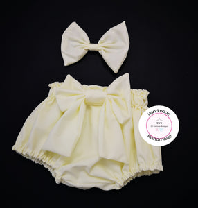 Plain Bloomer and Hairbow Newborn -24 months