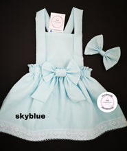 Load image into Gallery viewer, Plain Pinafore Dress and Hairbow 0m - 10 years