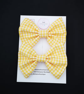 Gingham Pigtail Bow 2 piece 3.5 inch