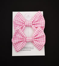 Load image into Gallery viewer, Gingham Pigtail Bow 2 piece 3.5 inch