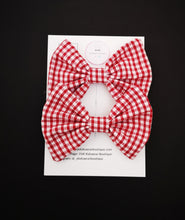 Load image into Gallery viewer, Gingham Pigtail Bow 2 piece 3.5 inch