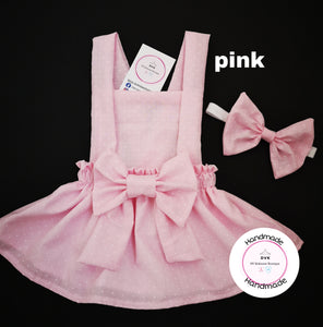 Dotty Pinafore Dress and Hairbow 0m - 10 years