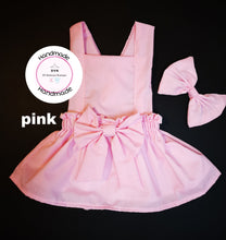 Load image into Gallery viewer, Plain Pinafore Dress and Hairbow 0m - 10 years