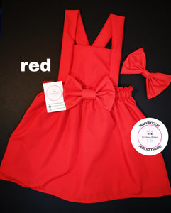 Plain Pinafore Dress and Hairbow 0m - 10 years