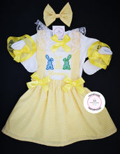 Load image into Gallery viewer, Gingham Three Bunnies Dress Outfit Newborn - 10 years