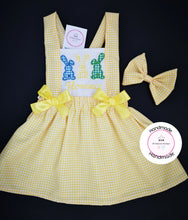 Load image into Gallery viewer, Gingham Three Bunnies Dress Outfit Newborn - 10 years