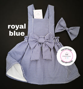 Gingham Pinafore Dress and Hairbow 0m - 13 years