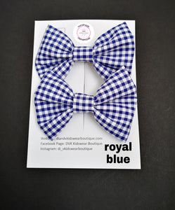 Gingham Pigtail Bow 2 piece 3.5 inch