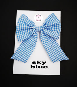 Gingham Long Tail Bow 5 inch