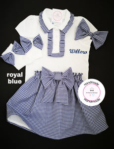 Gingham Personalised Skirts Uniform Outfit 2 years - 13 years