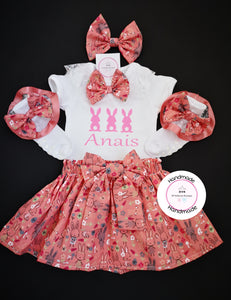 Coral Three Bunnies Easter Whole Outfit Newborn - 10 years