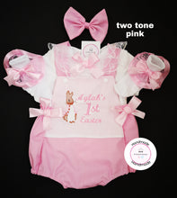 Load image into Gallery viewer, Flopsy Bunny Easter Two-Tone Romper Outfit  0m - 24 months