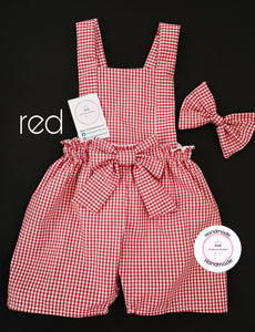 Gingham Playsuit and Hairbow 0m - 10 years