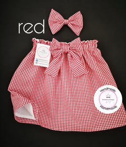 Gingham Skirt and Hairbow 0m - 13 years